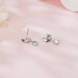 925 Sterling Silver Elegant Leaf-inspired Moissanite Drop Earrings
