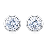 925 Sterling Silver Elegant Moissanite Stud Earrings In Platinum Setting