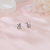 925 Sterling Silver Elegant Moissanite-studded Silver Earrings With Twisted Vine Design
