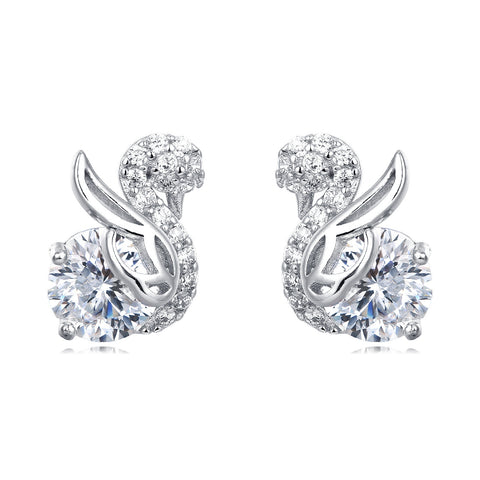 925 Sterling Silver Elegant Moissanite-studded Silver Earrings With Twisted Vine Design