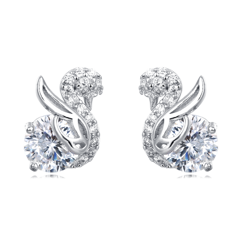 925 Sterling Silver Elegant Moissanite-studded Silver Earrings With Twisted Vine Design