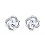 925 Sterling Silver Elegant Floral Moissanite Stud Earrings In Sterling Silver