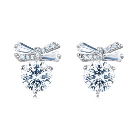 925 Sterling Silver Butterfly Wing Moissanite Stud Earrings In Plated with White Gold