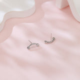 925 Sterling Silver Elegant Moissanite Pavé Stud Earrings With Double Accent Gems