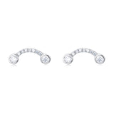 925 Sterling Silver Elegant Moissanite Pavé Stud Earrings With Double Accent Gems