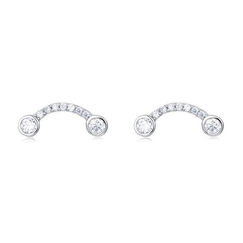 925 Sterling Silver Elegant Moissanite Pavé Stud Earrings With Double Accent Gems