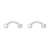 925 Sterling Silver Elegant Moissanite Pavé Stud Earrings With Double Accent Gems