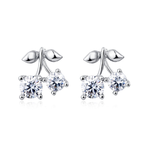 925 Sterling Silver Cherry Moissanite Earrings: Luxury Sterling Silver Statement Jewelry With Sparkling Gems