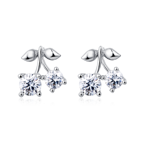 925 Sterling Silver Cherry Moissanite Earrings: Luxury Sterling Silver Statement Jewelry With Sparkling Gems