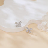 925 Sterling Silver Elegant Floral Moissanite Earrings With Radiant Center Stones