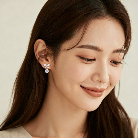 925 Sterling Silver Elegant Moissanite Butterfly Earrings: Sparkling Brilliance In Every Flutter