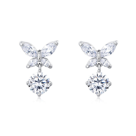 925 Sterling Silver Elegant Moissanite Butterfly Earrings: Sparkling Brilliance In Every Flutter