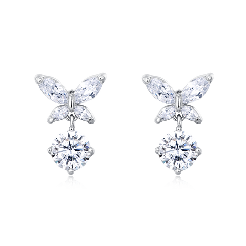 925 Sterling Silver Elegant Moissanite Butterfly Earrings: Sparkling Brilliance In Every Flutter