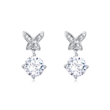 925 Sterling Silver Elegant Moissanite Butterfly Earrings With Sparkling Wings And Central Gemstone