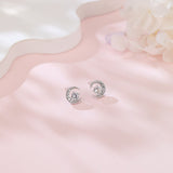 925 Sterling Silver Elegant Moonlight Moissanite Earrings In Plated with Plated with White Gold  Crescent Halo