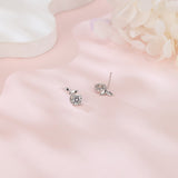 925 Sterling Silver Elegant Moissanite Stud Earrings With Silver Floral Design And Accent Gems