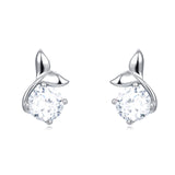 925 Sterling Silver Elegant Moissanite Stud Earrings With Silver Floral Design And Accent Gems