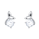 925 Sterling Silver Elegant Moissanite Stud Earrings With Silver Floral Design And Accent Gems