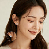 925 Sterling Silver Elegant Zircon Triangle And Square Stud Earrings In Plated with White Gold