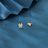 925 Sterling Silver Elegant Plated With Gold Butterfly Zircon Earrings With Sparkling Pavé Setting