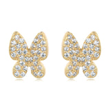 925 Sterling Silver Elegant Plated With Gold Butterfly Zircon Earrings With Sparkling Pavé Setting