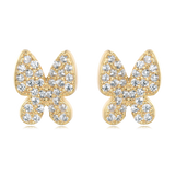 925 Sterling Silver Elegant Plated With Gold Butterfly Zircon Earrings With Sparkling Pavé Setting