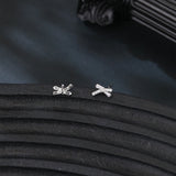 925 Sterling Silver Elegant Zircon Bow Earrings In Plated with White Gold