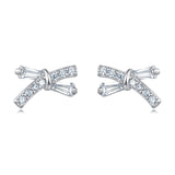 925 Sterling Silver Elegant Zircon Bow Earrings In Plated with White Gold