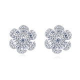 925 Sterling Silver Elegant Floral Zircon Earrings