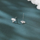 925 Sterling Silver Elegant Triple Pear Zircon V-shape Plated with White Gold Stud Earrings