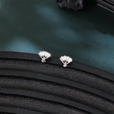 925 Sterling Silver Elegant Triple Pear Zircon V-shape Plated with White Gold Stud Earrings