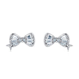 925 Sterling Silver Elegant Zircon Bow Earrings In Plated with White Gold