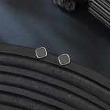 925 Sterling Silver Modern Black Geometric Earrings With Metallic Accent