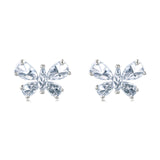 925 Sterling Silver Elegant Butterfly Zircon Earrings In Sterling Silver