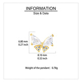 925 Sterling Silver **butterfly Zircon Earrings In 18k Plated With Gold**