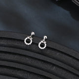 925 Sterling Silver Elegant Silver Bow Earrings With Zircon Accents