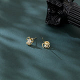 925 Sterling Silver Charming Bunny Ear Zircon Plated With Gold Earrings