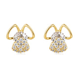 925 Sterling Silver Charming Bunny Ear Zircon Plated With Gold Earrings