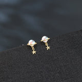 925 Sterling Silver Celestial Elegance Plated With Gold-plated Star Drop Earrings
