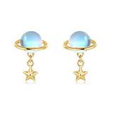 925 Sterling Silver Celestial Elegance Plated With Gold-plated Star Drop Earrings