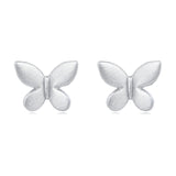 925 Sterling Silver Symmetric Silver Butterfly Earrings: Elegant Metallic Jewelry Design