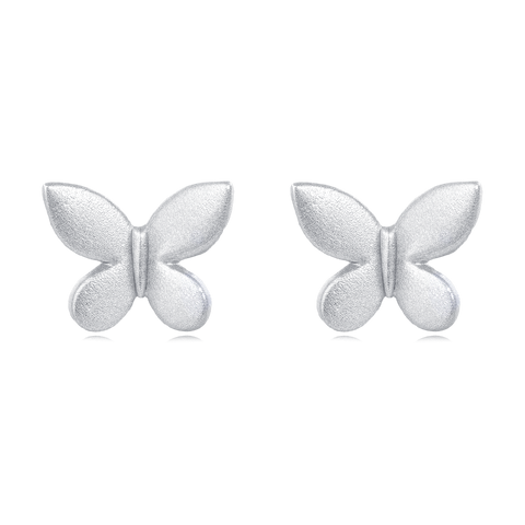925 Sterling Silver Symmetric Silver Butterfly Earrings: Elegant Metallic Jewelry Design