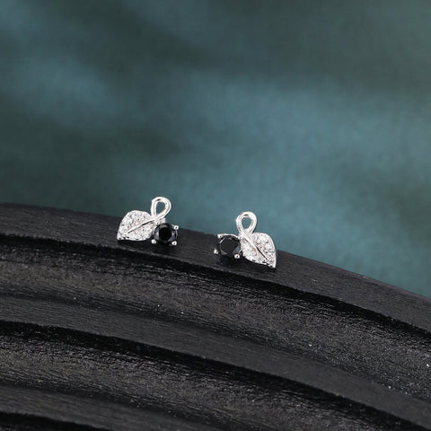 925 Sterling Silver Elegant Infinity Symbol Earrings With Black Gemstone And Crystal Accents