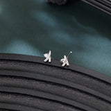 925 Sterling Silver Elegant Silver Starfish Earrings With Zircon Accents