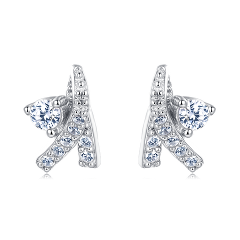 925 Sterling Silver Elegant Silver Starfish Earrings With Zircon Accents