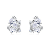 925 Sterling Silver Sparkling Zircon Earrings: Symmetrical Design With Central Gemstones And Accent Stones