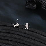 925 Sterling Silver Elegant Zircon-accented Ribbon Stud Earrings