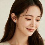 925 Sterling Silver Elegant Zircon-accented Ribbon Stud Earrings