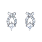 925 Sterling Silver Elegant Zircon Earrings In Silver Setting With Symmetrical Halo Design