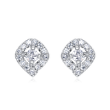 925 Sterling Silver Elegant Heart-shaped Zircon Stud Earrings With Symmetrical Halo Setting